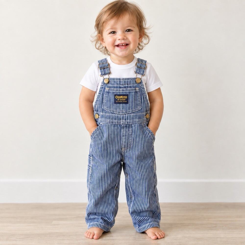Vintage 90s OshKosh B’Gosh 24M Vestbak Hickory Stripe Overalls Railroad Denim